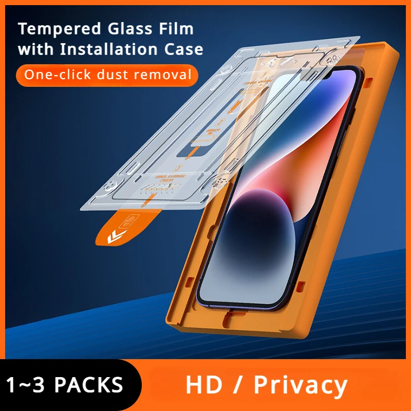 1~3pcs Tempered Glass Films for iPhone 15 Pro Max 14 13 12 13 Pro XS Max 14 15 Plus HD / Privacy Screen Protector With Tool Set