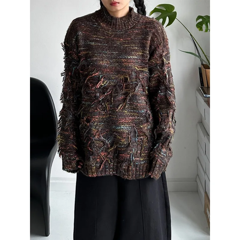 

SuperAen асимметричный пуловер с кисточками, свободный повседневный женский вязаный дизайн, пряжа, модные уличные топы большого размера