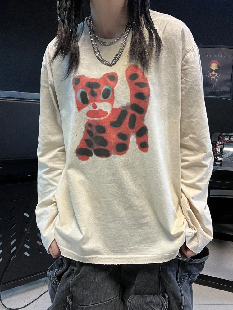 

Wang Has Disease Studio Orange Little Tiger Cartoon Couples Summer Breathable Thin Worn Long T Dir Sle Cotton Polyester E...