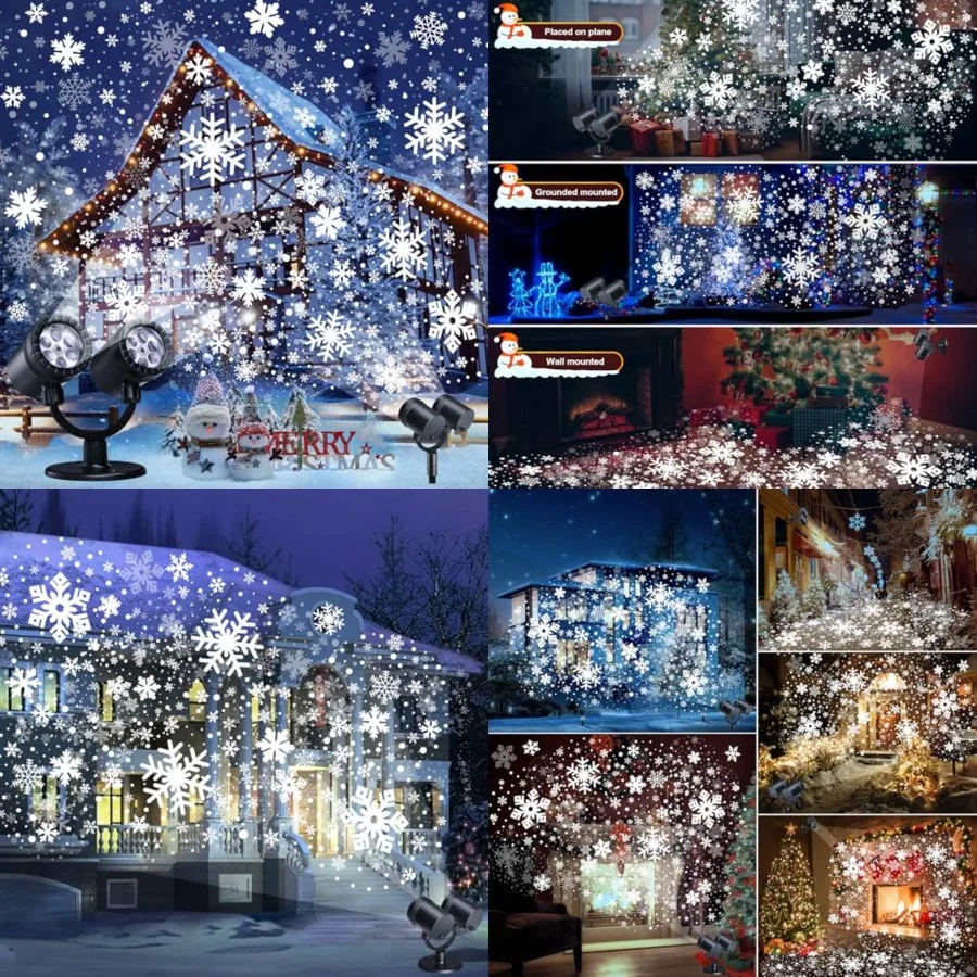 

Snowflake Projector Lights, Christmas Decorations Lighting Projector, with Timer Dynamic Led Snow Lamp, for Holiday New Year Pa