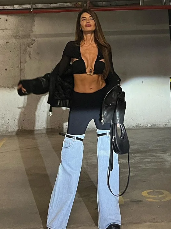 

Женские джинсы с высокой талией и прямым кроем, повседневные широкие джинсы из денима, весенне-осенние, в темных и светлых тонах