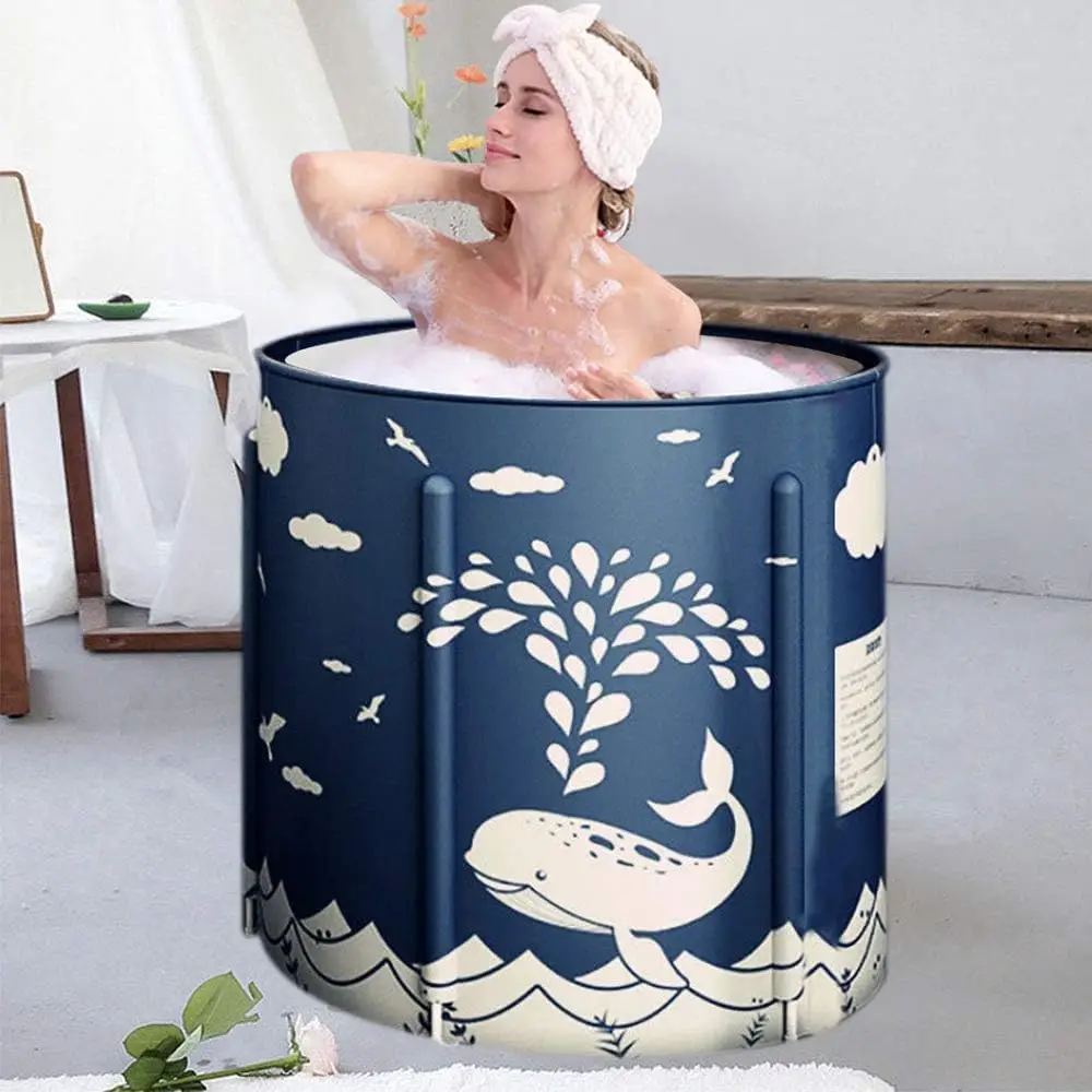 

Foldable Bathtub Portable Soaking Bath Tub,Eco-Friendly Bathing Tub for Shower Stall Storable Bag Included (Blue Whale)