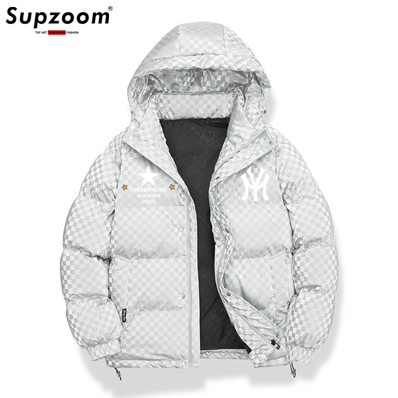 Supzoom New Arrival Casual Print Mens Winter Trendy Hooded Bread Couple Bright Face Starry Thickened Coat Cotton-padded Jackets