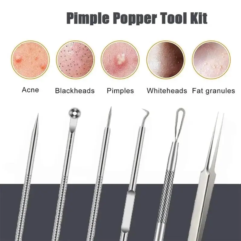 8Pcs Professional Facial Pimple Popper Kit Stainless Steel Blackhead Remover Tweezers for Sensitive Skin Care