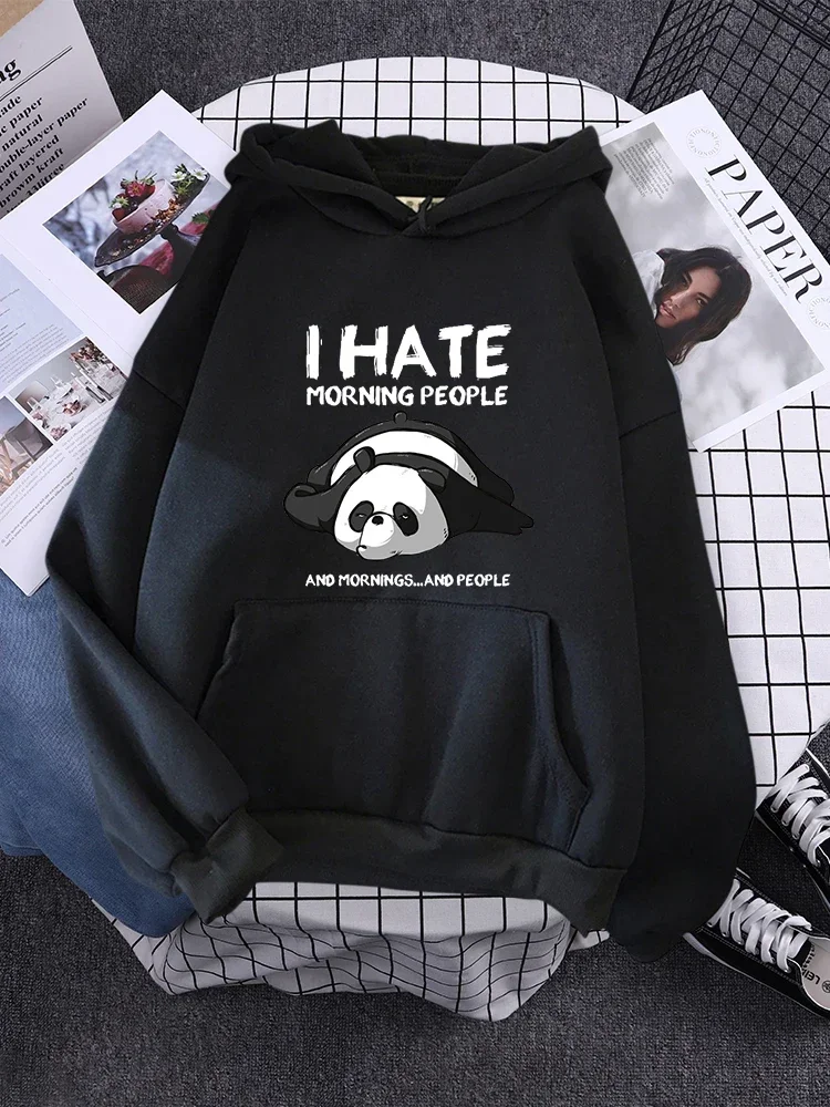 

Vintage Pullover For Woman Fashion Korean Round Neck Hoodie Female Cute Panda Sleeps Print New Women'S Sweatshirt Warm