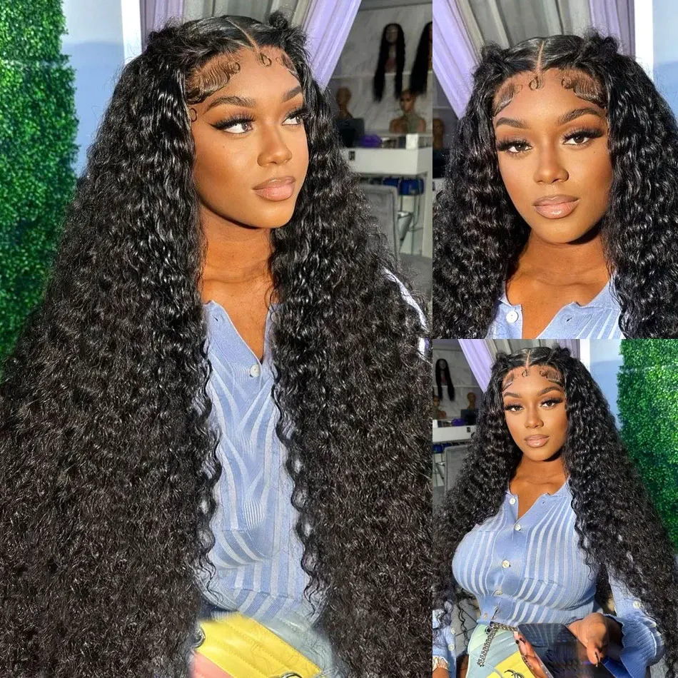 Curly 180% Transparent HD 30 40 Inches Deep Wave 13x6 Lace Front Human Hair Wigs 13x4 Lace Frontal Brazilian Remy Hair Wig