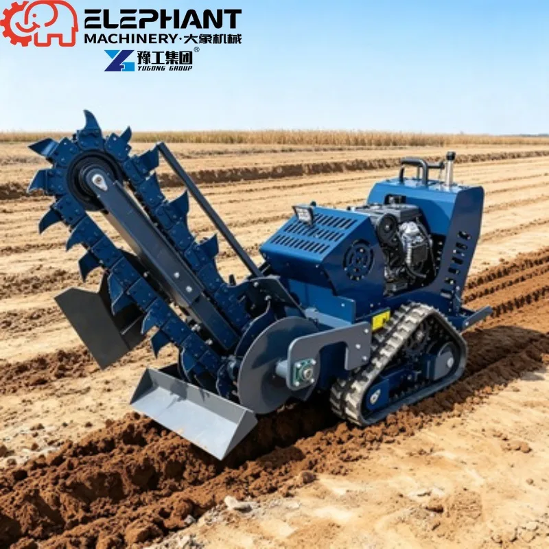 Rubber Track Trencher, Multifunctional 23HP Hydraulic Trenching Machine For Garden Irrigation Pipeline Excavation
