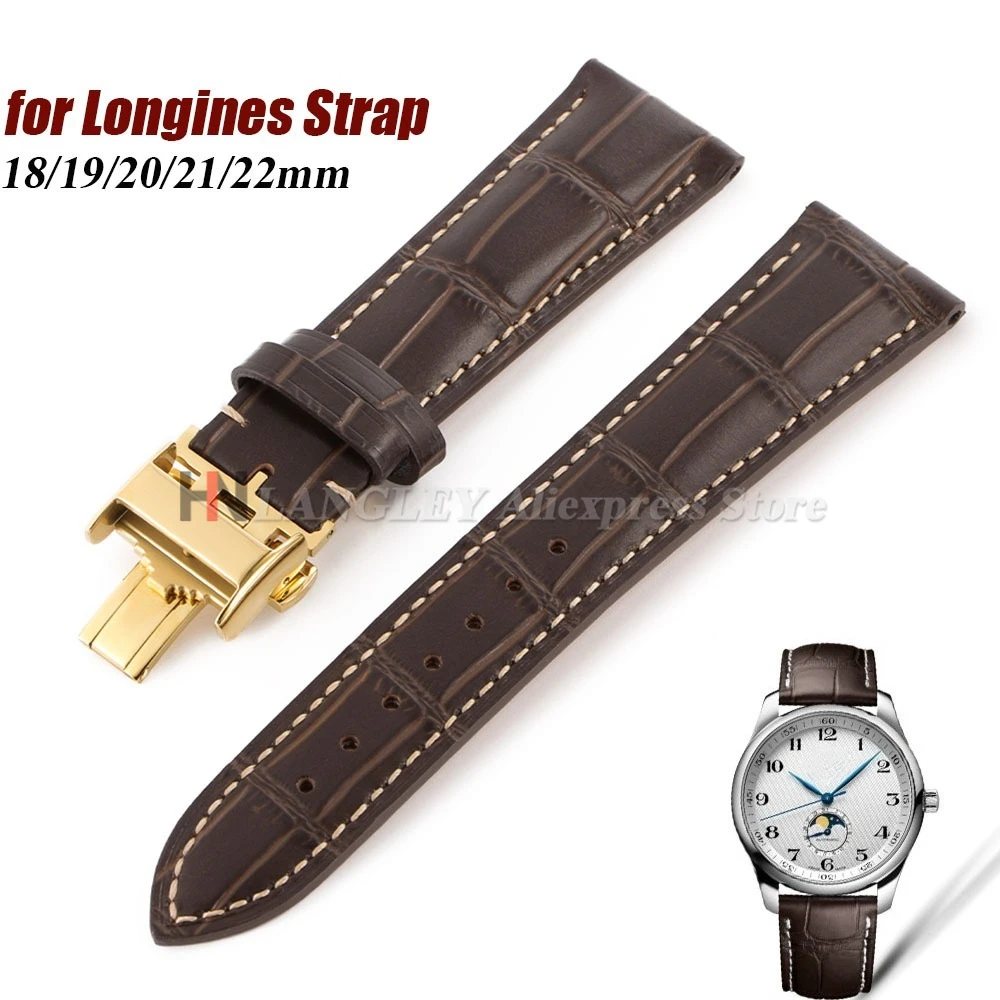 18/19mm 20mm 21mm 22mm Rindsleder Armband Band für Longines Uhr Universal Schmetterling Schnalle Sport armband Uhr Zubehör