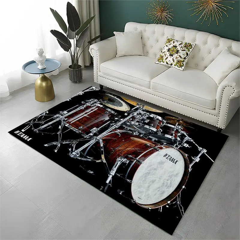 Retro Drum Set Music Instruments Drum Kit Large Area Rug Non-slip Durable Carpet for Bedroom Living Room Sofa Doormat Home Decor - view 2
