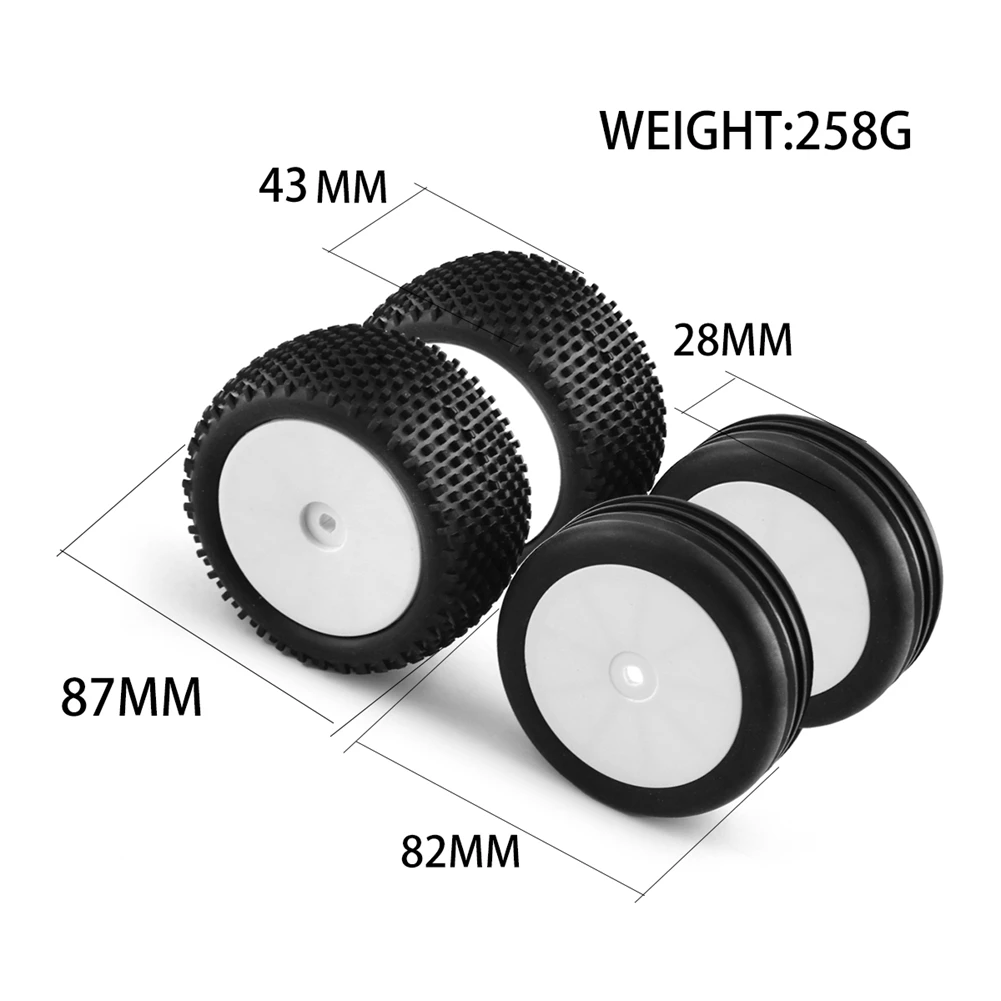 82&87Mm 1/10 2WD RC Off-Road Car Rubber Tires Wheels Tyres for XB2 Serpent SRX2 SRX4 Bandit Tekno