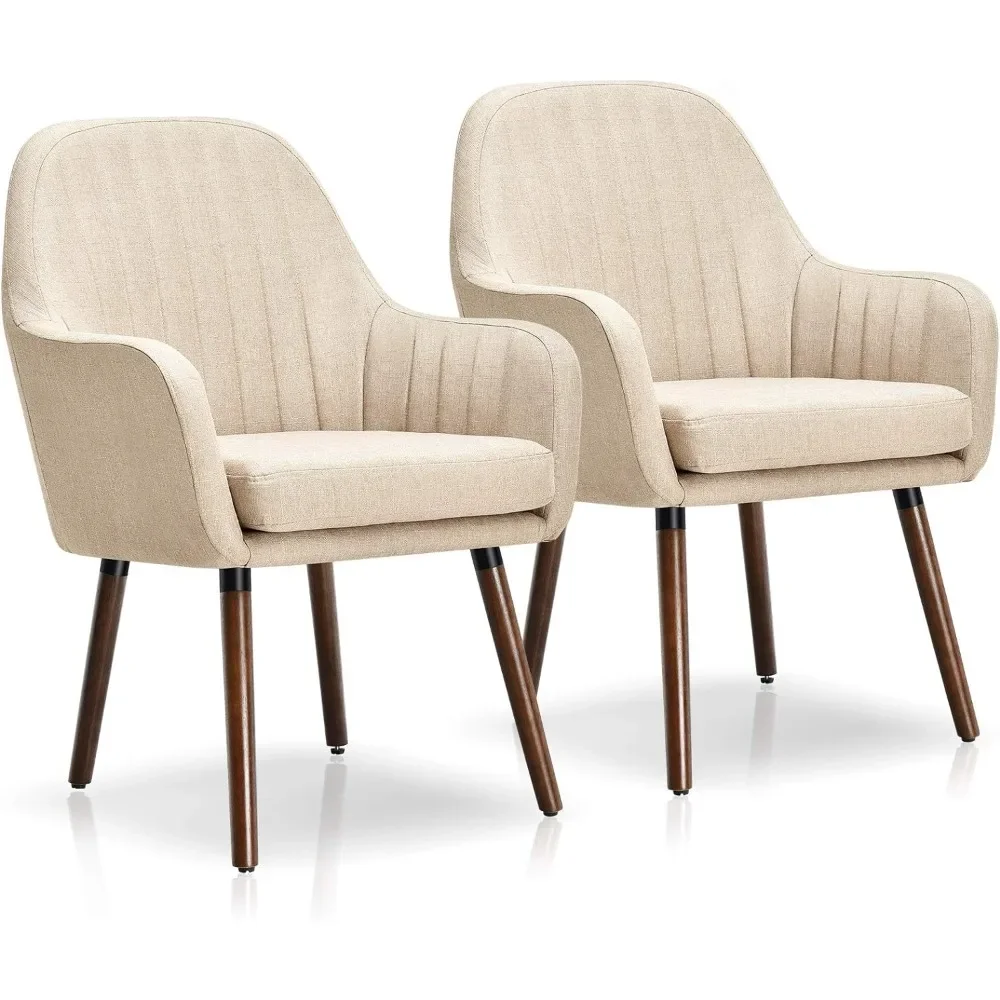 Dining chairs set of 2, featuring soft padded armrests with wooden legs, thick sponge seats, non slip mats, dining chairs