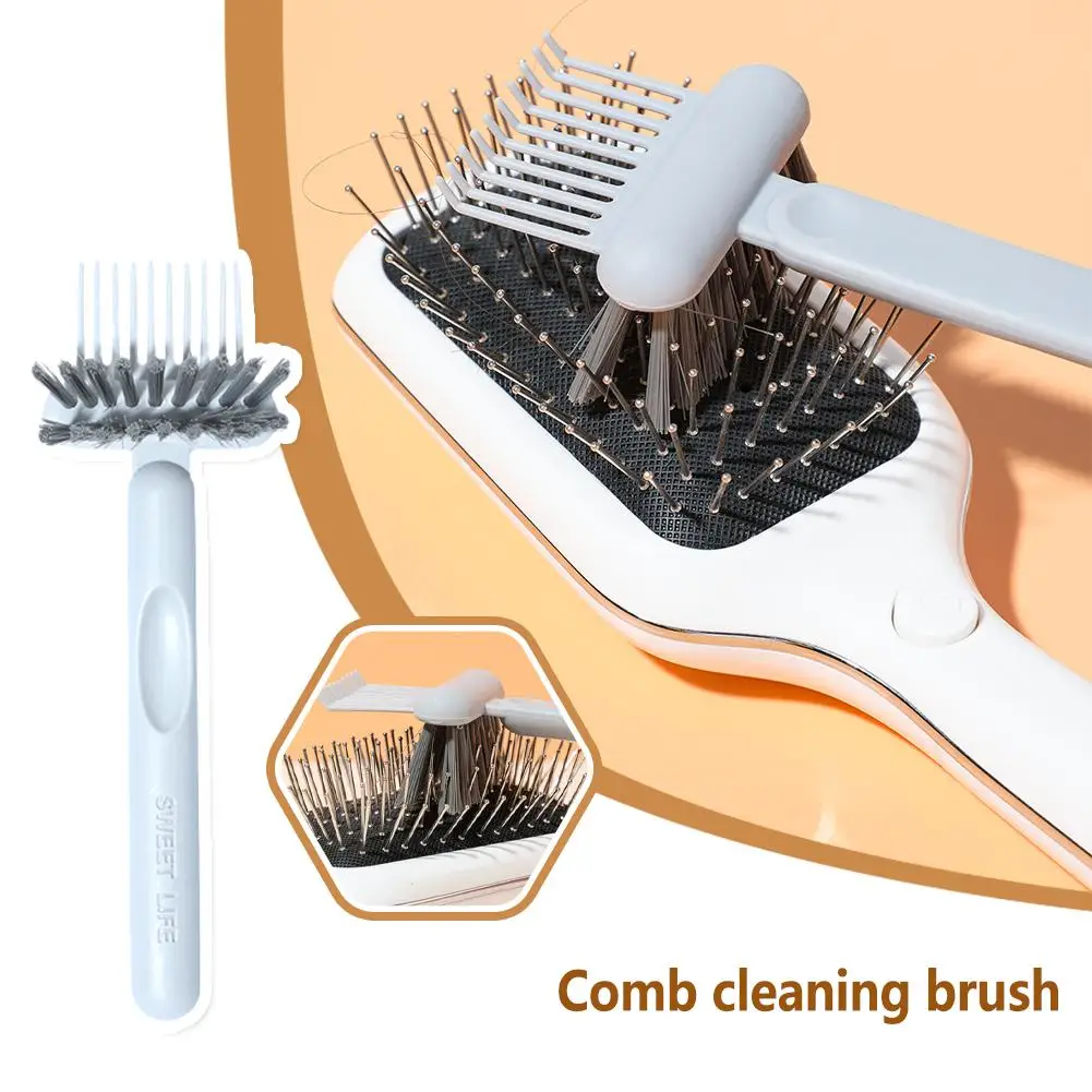 2 in 1 sisir pembersih halus membersihkan rambut sikat sisir menangani alat sisir pembersih tepi diembed sikat alat pembersih M7V5