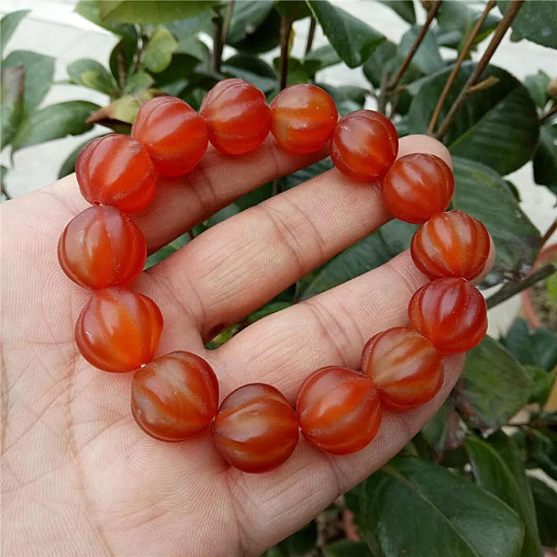 Jewelry Brazil Lantern Red Agate Melon Beads Bracelet