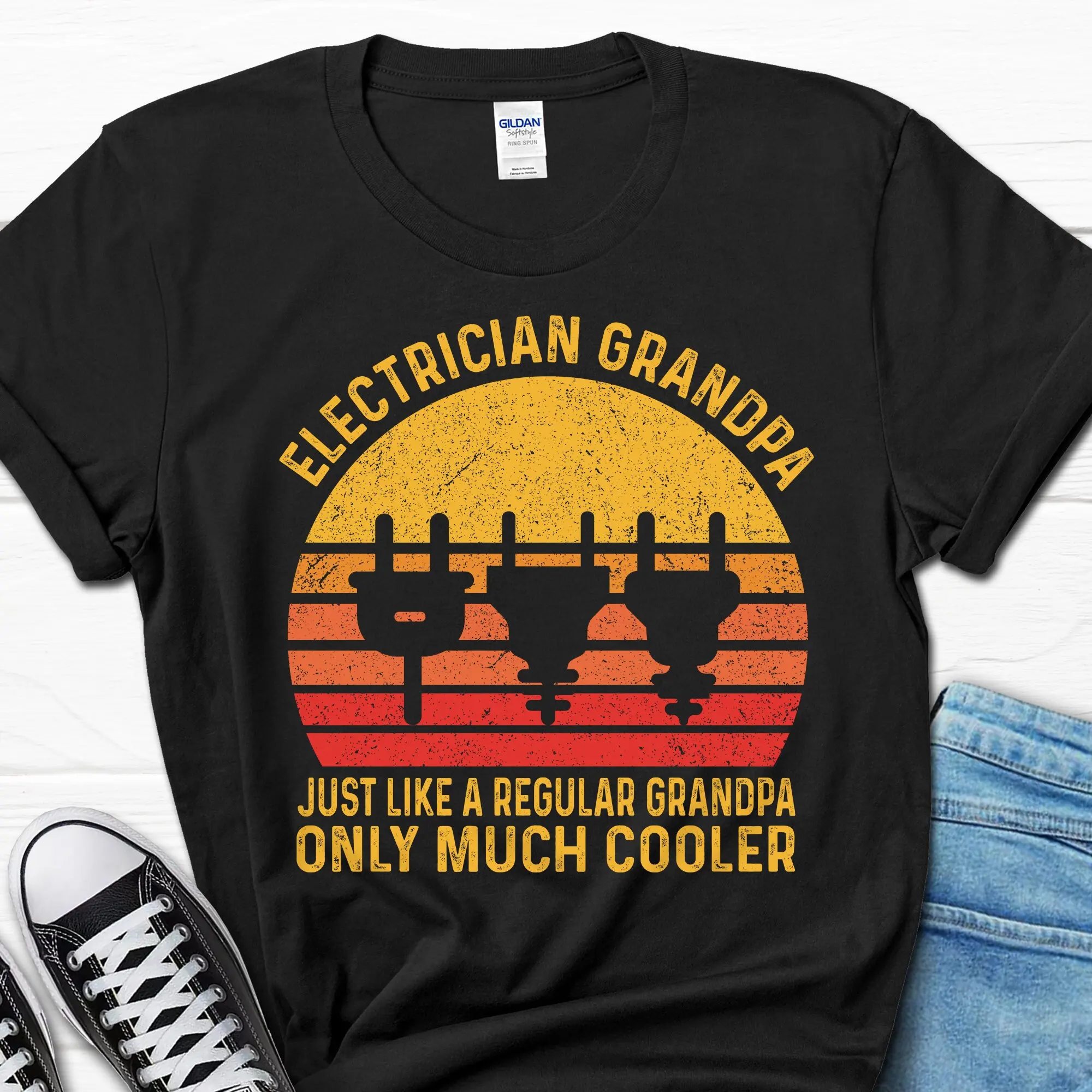 

Papa Electrician From Wife Funny T Shirt For Him Husband Men's Electrical Engineer s Men Father's Day