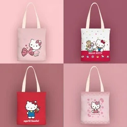 Hello Kitty borse e borsette borsa di tela borsa da scuola per studenti semplice a spalla singola da donna borsa da scuola per ragazza Sanrio per donna