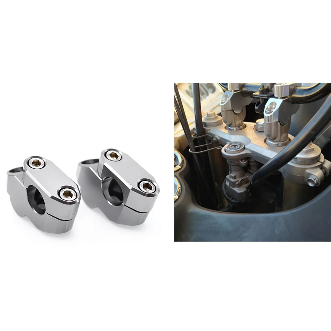 Motorcycle Handlebar Risers Mount Extension Back Moved Up for Honda CBF1000 CBF600 CB1000R NC700S NC750S NC750(Silver)