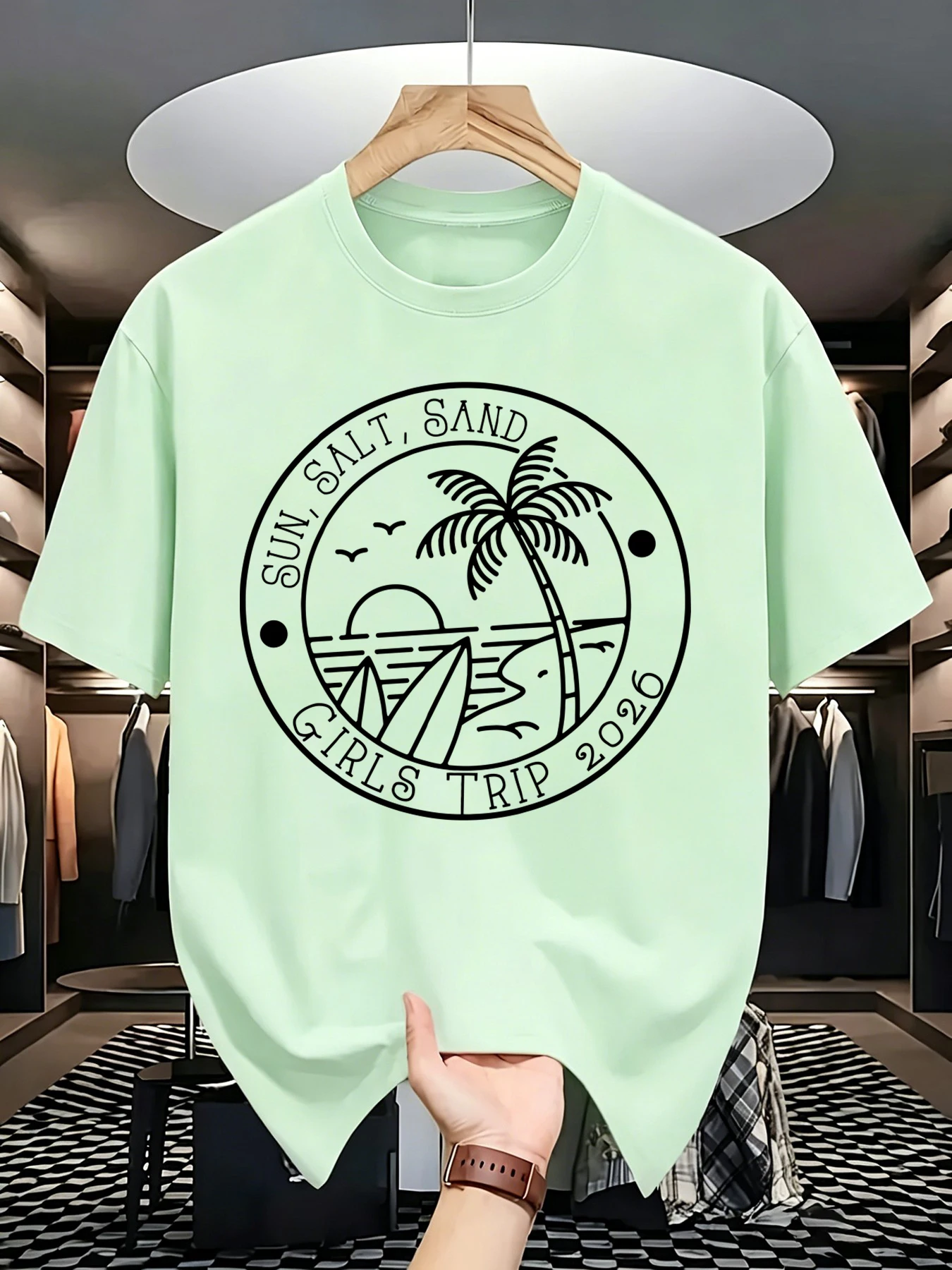 Sea Level And Sunset Coconut Trees Print Men Cool T Shirt Loose Casual Short Sleeve Cotton Trendy T-Shirt Summer Hip Hop Clothes