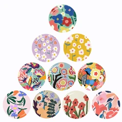 Abstract Flower Pattern 10pcs 12mm/16mm/18mm/20mm/25mm/30mm Round Photo Glass Cabochon Demo Flat Back Making Findings