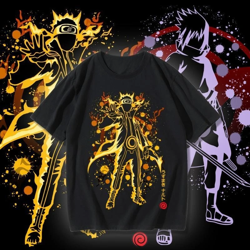 

Naruto Short-sleeved T-shirt Men's 2025 New Naruto Sasuke Joint Printed Student Anime Half-sleeved Tide Parent-child Clothing