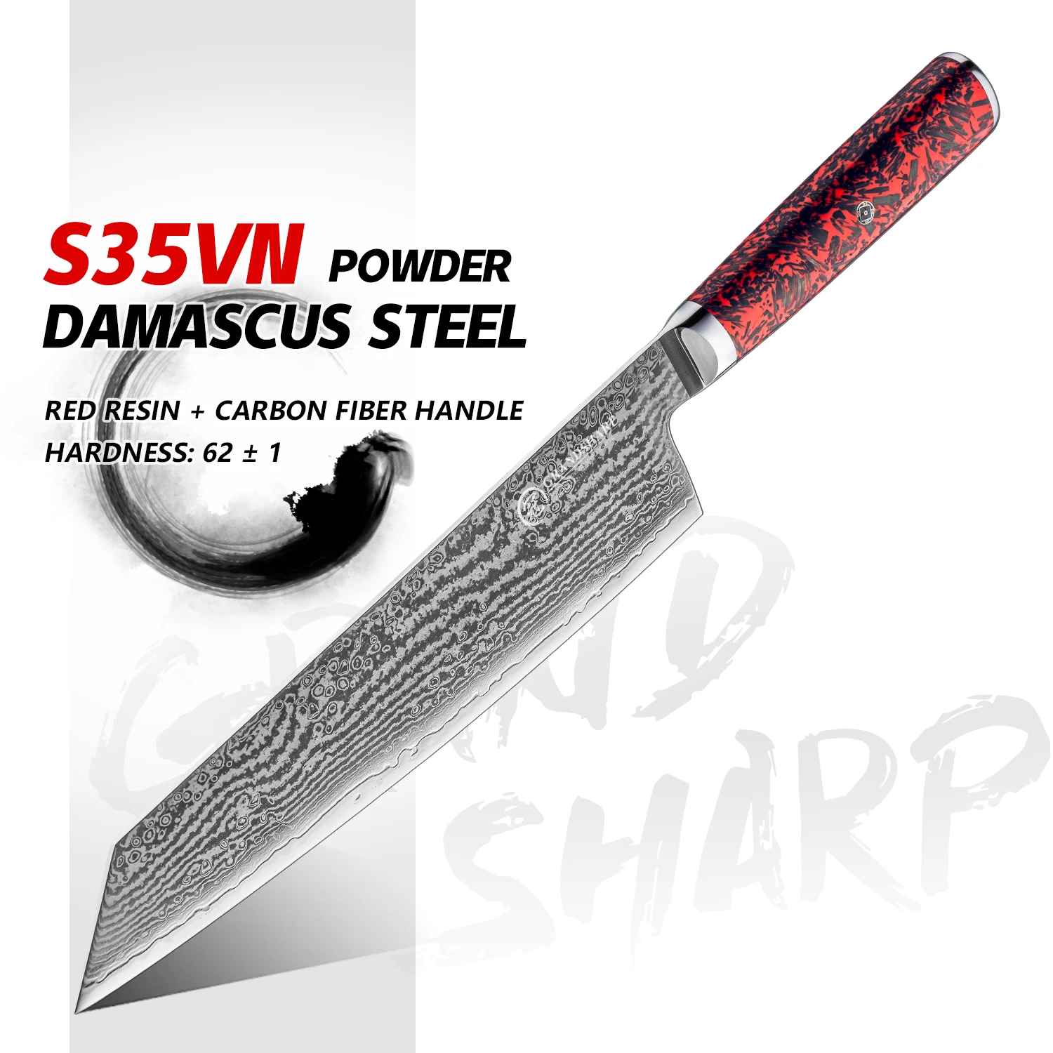 

Grandsharp 8 дюймов ножи Кирицуке японский S35VN порошковый сердечник дамасская сталь нож шеф-повара кухонная резка овощей кухонные ножи