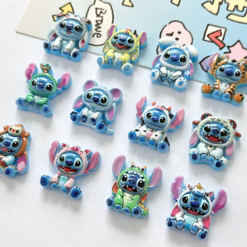 MINISO Disney Stitch Resin Shoes Charms Cute Cartoon Glossy DIY Craft Accessories for Clogs Sandals Xmas Party Gifts Favors