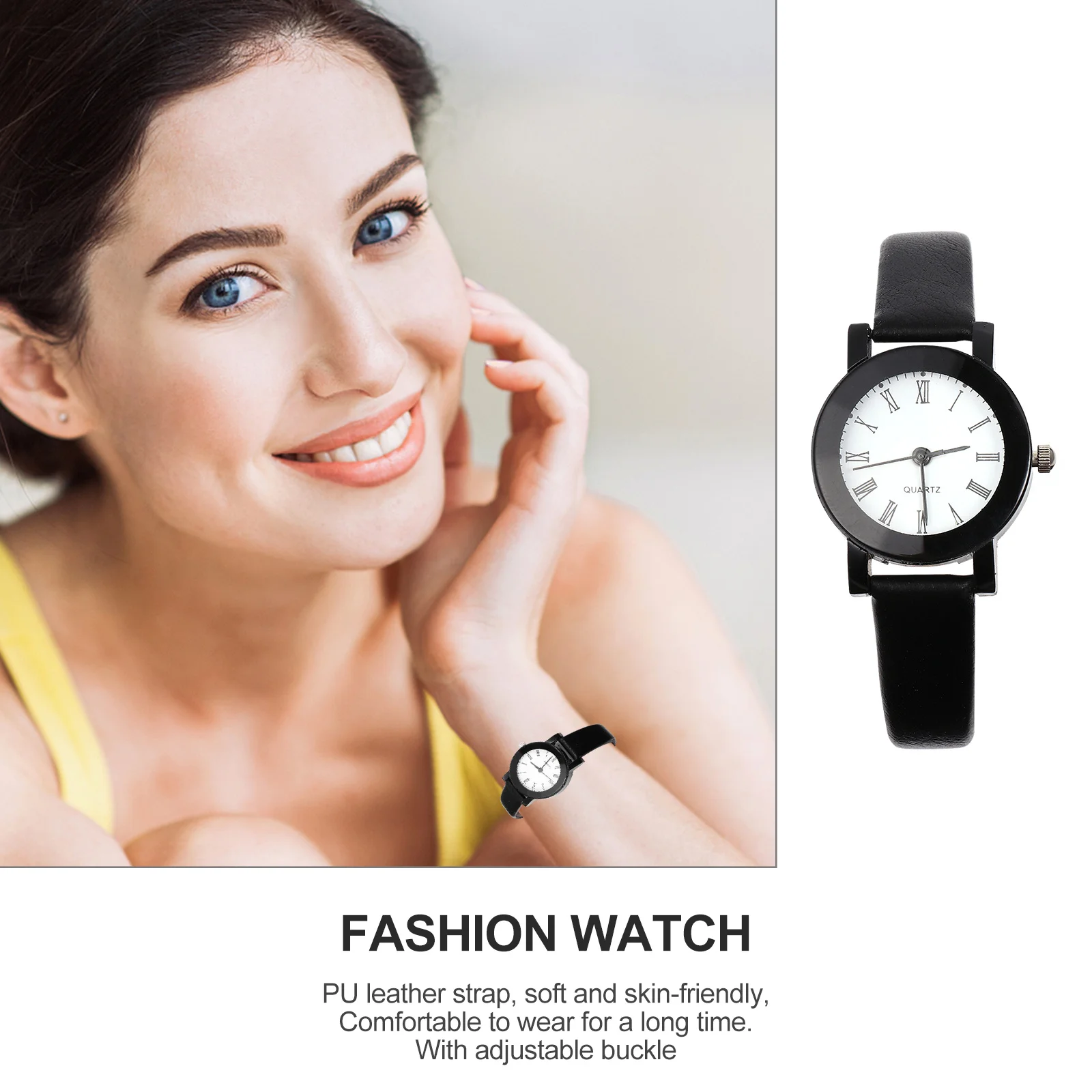 

Women Strap Watch Quartz Casual Fashion Lady Wristwatch Large Time Numbers Durable Comfortable PU