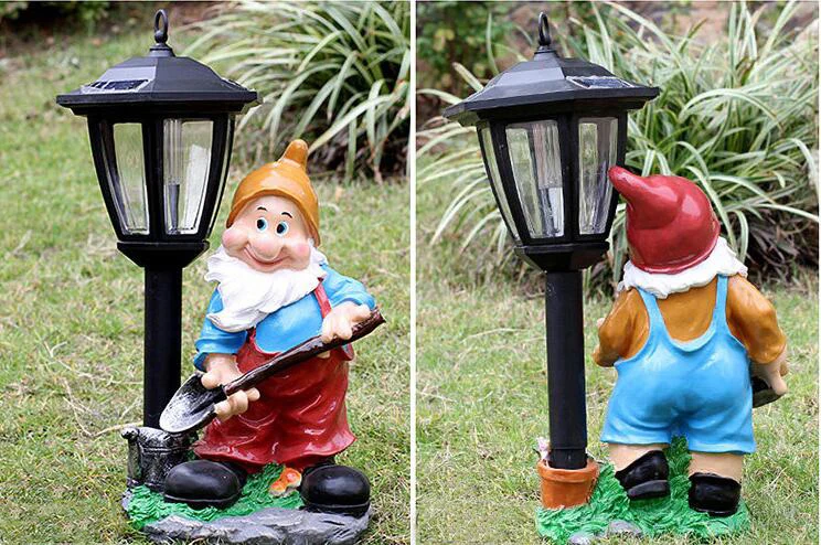 Imagem -06 - American Cartoon Dwarf Solar Lâmpada Resina Ornamentos Pátio ao ar Livre Gramado Figurines Decoração Jardim Paisagem Escultura Artesanato