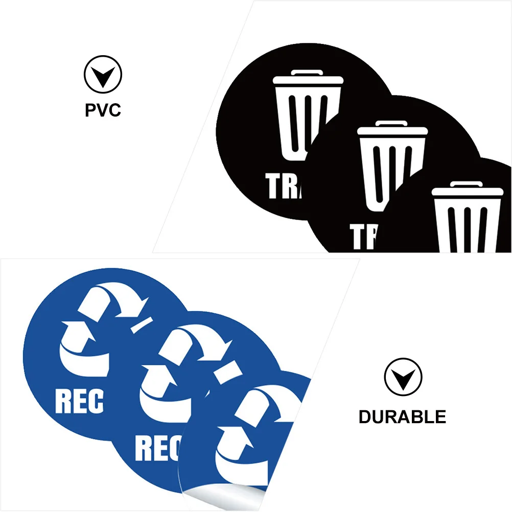 1 set di adesivi per lo smistamento dei rifiuti, 6 fogli, etichette per la classificazione dei rifiuti, per la casa, l'ufficio, l'hotel, l'etichetta adesiva dei rifiuti
