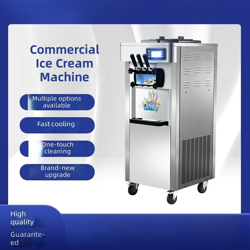 Ice Cream Machine, 3-Flavor Soft Serve, High Capacity Frozen Yogurt Maker, Automatic Countertop, Easy Operation, Commercial Use