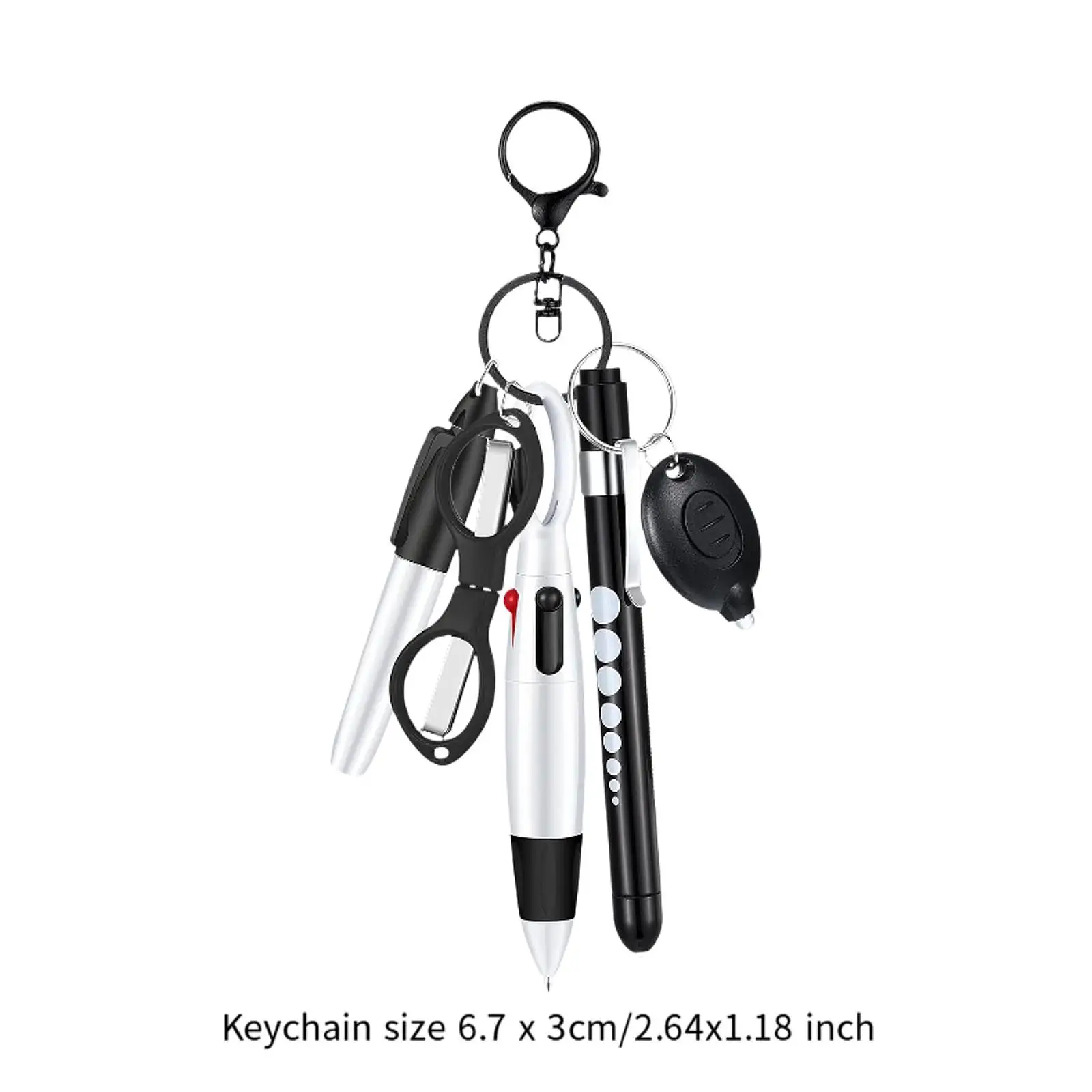 Nurse Pen Set with Retractable Ballpoint LED Light Foldable Scissors Badge Holder Kit for Hospital Shift