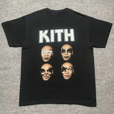 레터 프린트 트렌디 반팔, 라운드넥 코튼 KITH 티셔츠, 캐주얼 루즈하고 심플한 남녀공용 상의 티, 여름