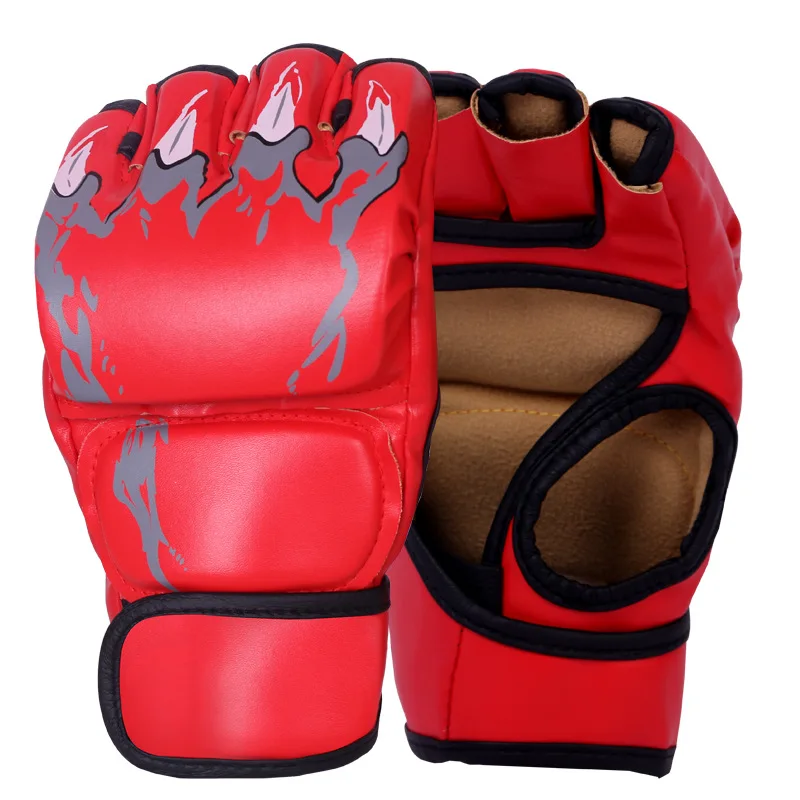 

Boxing Gloves Free Combat Taekwondo Fight Training Gloves Hand Protection PU Fabric Buffer Shock Absorption Red Blue