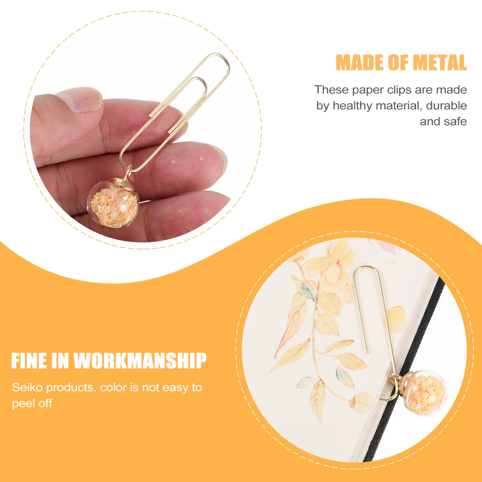 5pcs Bookmarker Paper Clips Creative Metal Organizing Clips For Office School Home Document Memo Holders Files Clamps