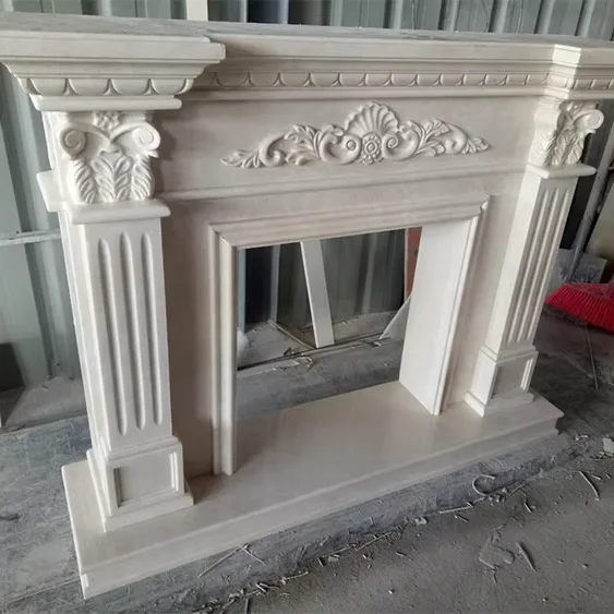 

Пользовательский современный роскошный отдельно стоящий камин фон стены джаз белый песок Анна бежевый мрамор для гостиной домашний декор