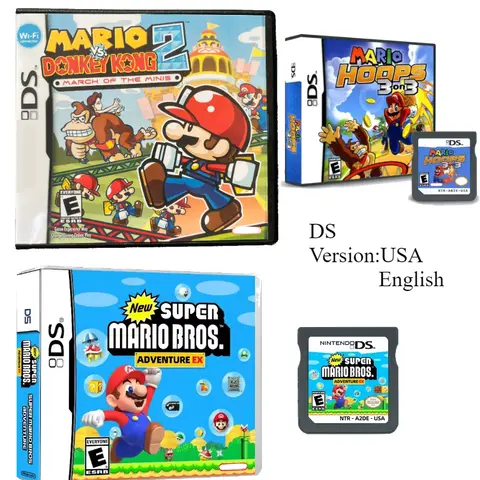 Super Mario Series Video Game Card USA English DS Game Cartridge Console Compatible Game Card Collectible with Box Kids Gift