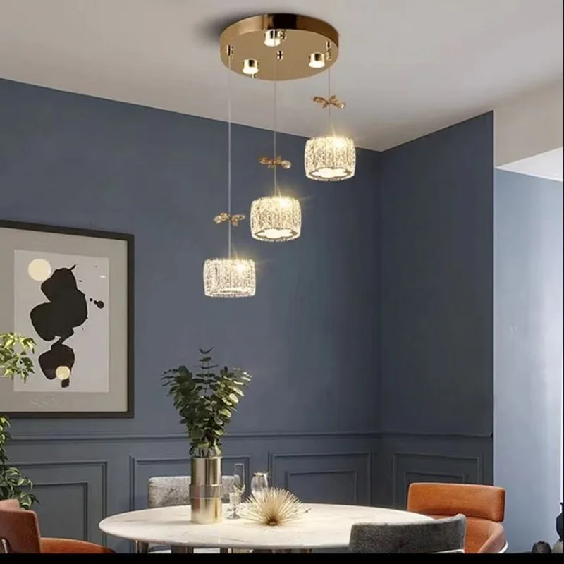 الحديثة الفاخرة غرفة الطعام كريستال الثريا التصميم الإبداعي قلادة LED ضوء لغرفة المعيشة المطبخ الدرج إضاءة داخلية #2
