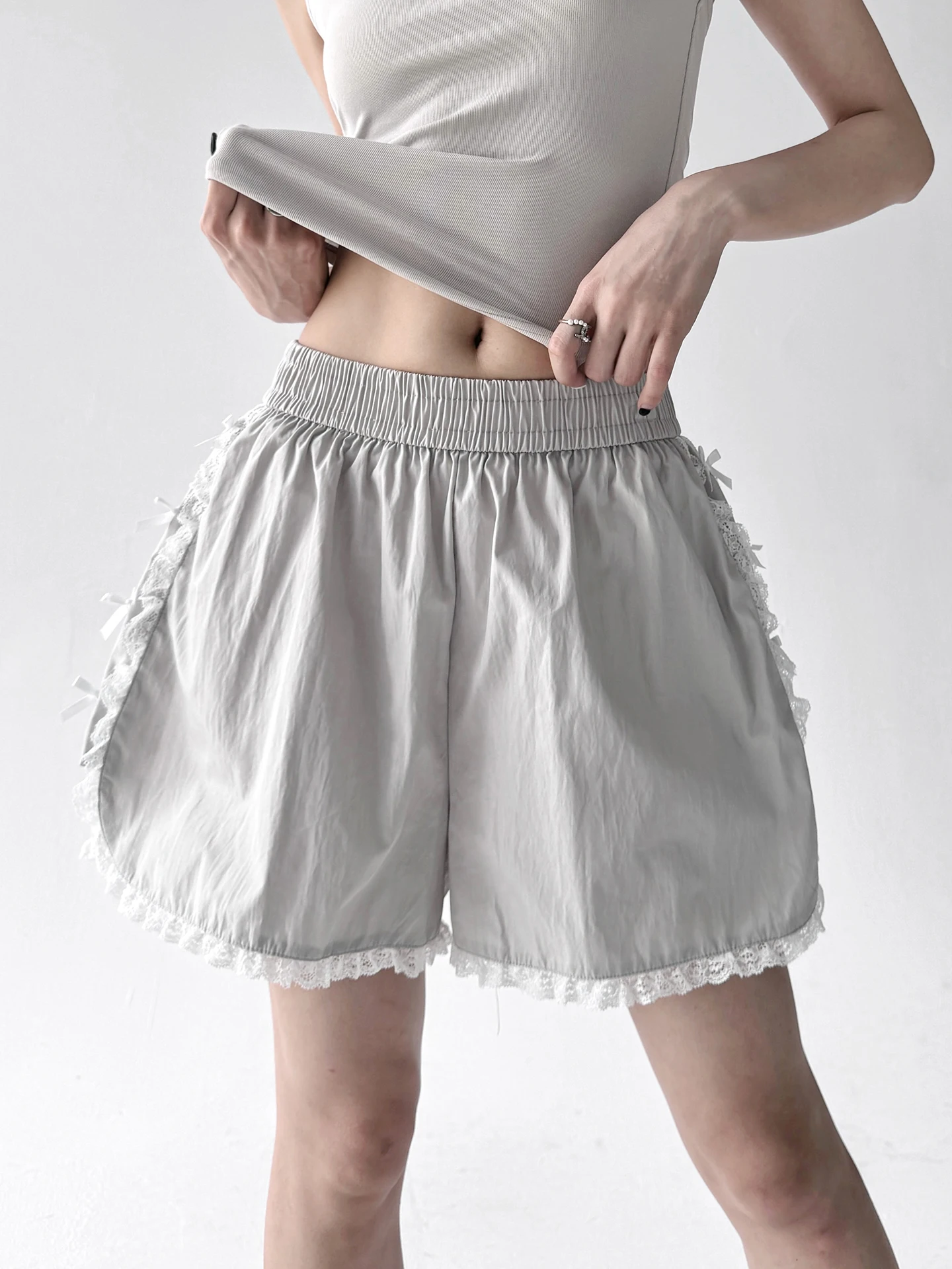 Verão 2025 feminino solto esportes calças casuais dstring cintura alta perna larga ort orts confortável efeito de emagrecimento