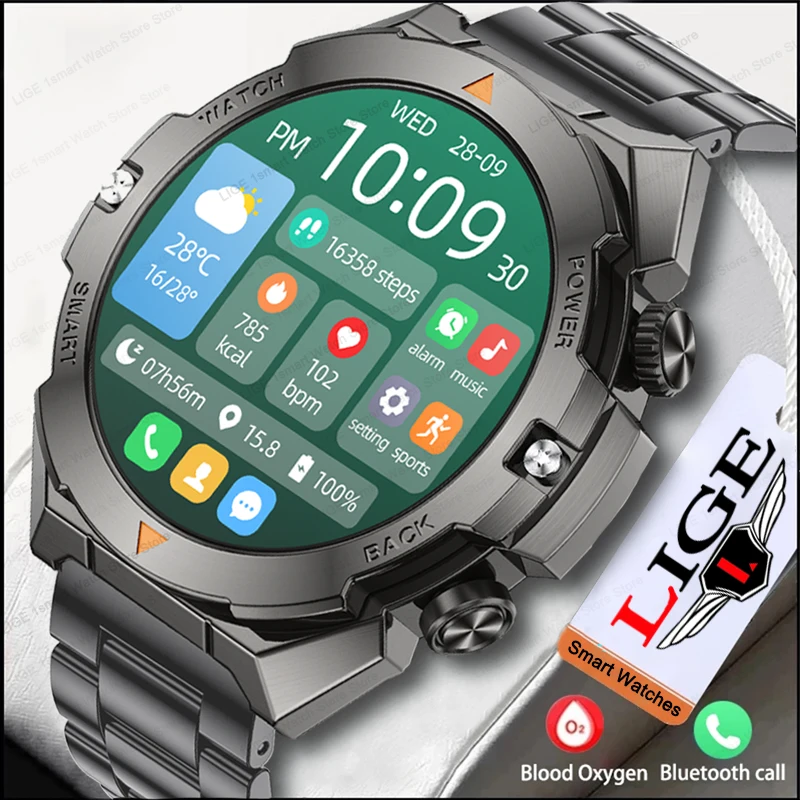 

LIGE Men Smart Watch Women Watch AMOLED HD Screen Voice Calling Smartwatch Bluetooth Calls Waterproof SmartWatch Health Monitor