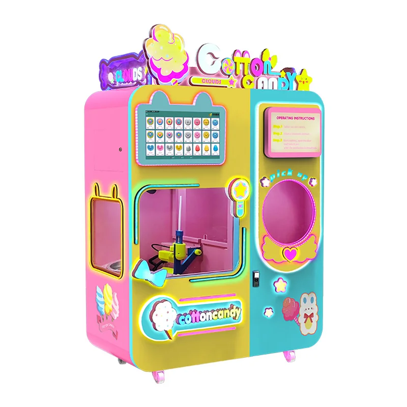 Customizable Color Options Full Automatic Cotton Candy Vending Machine Commercial Food Processing Machinery Retail User-friendly