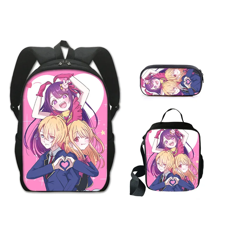 OSHI NO KO Hoshino Backpack 3pcs/set Anime Cartoon Boys Girls Students Schoolbag Lunch Bag Pen Case Teenagers Outdoor Travel Bag