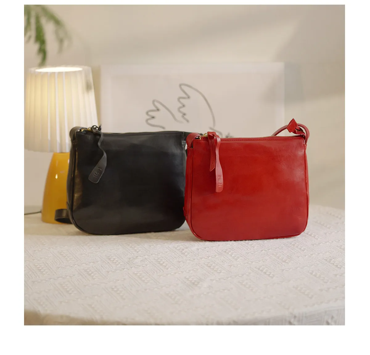 Handgefertigte Damen-Umhängetasche aus echtem Leder in Rot, für Outdoor-Partys, luxuriöse Schultertasche aus echtem Rindsleder – Detail 20