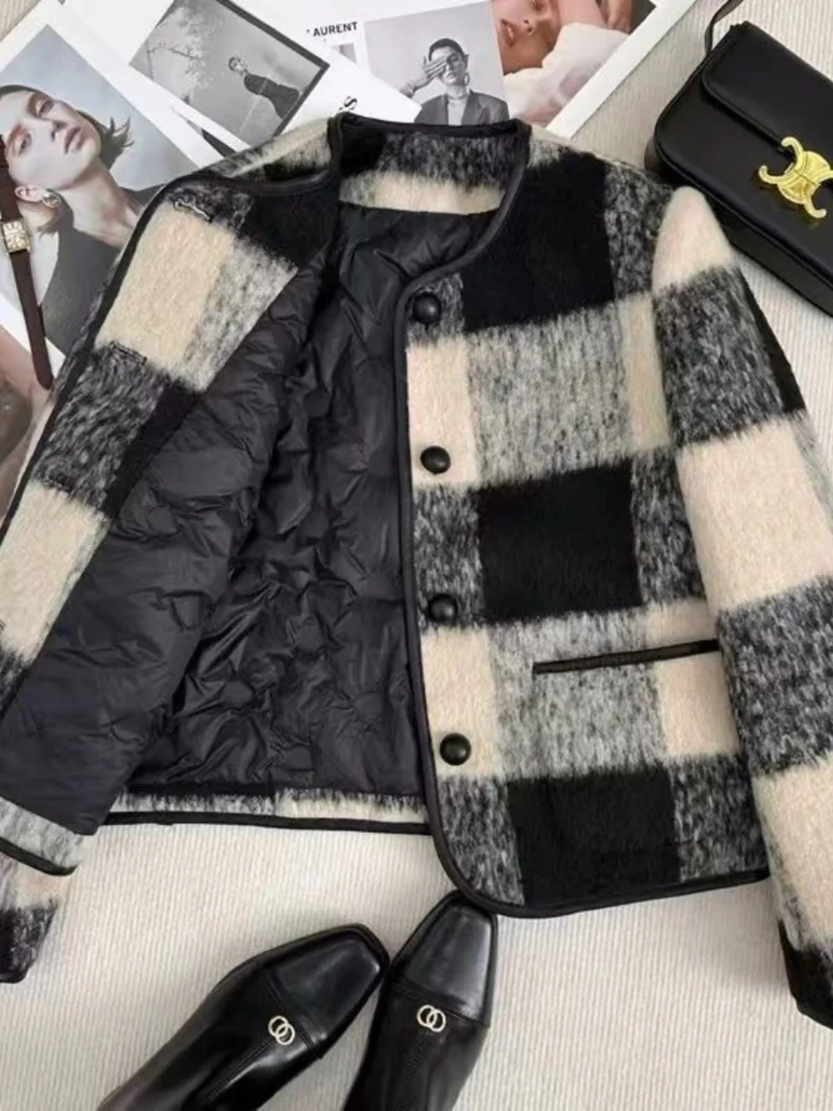 

Tweed Jacket Dark Blue For Girl Womens Summer Cropped Belly-Fitting Mid-Length Short Mini Knee-Length Calf Tight Motobiker Daily