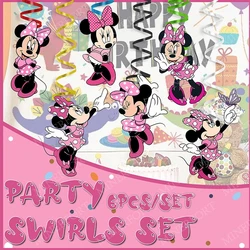 Mickey Minnie Pink Theme Spirals Swirls for Happy Birthday Events Party Decorations Ceiling Hanging Kids Girls Favors Gifts