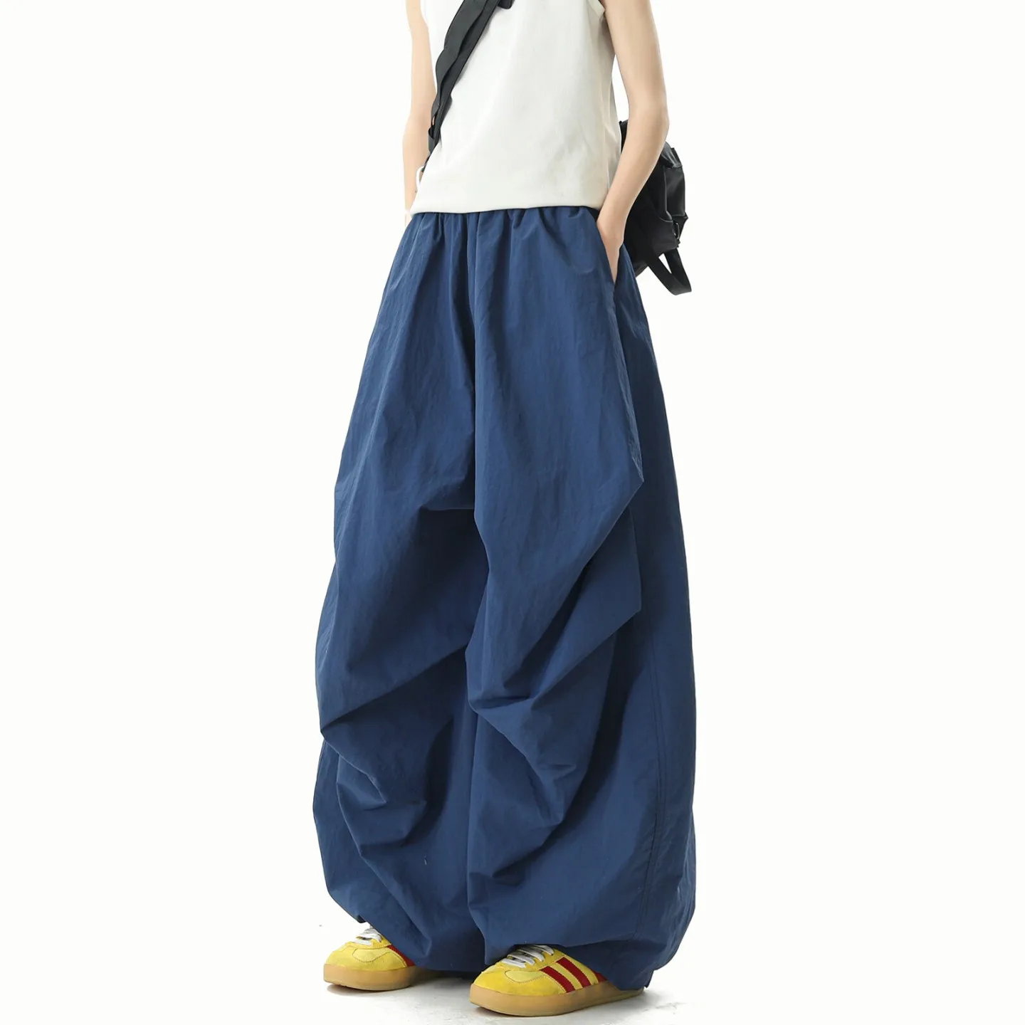 

American Sle Ice Silk Qui Dry Sports Pants Men Summer Trendy Loose Drapey Wide Leg Casual Leisure Long Pants