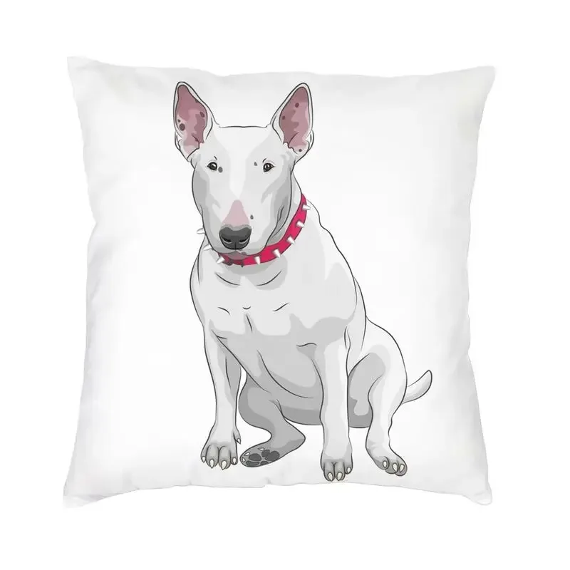 White Bull Terrier Pillowcase 45x45cm Nordic Living Room Cushion Cover Animal Pet Puppy Car Cushion Cover