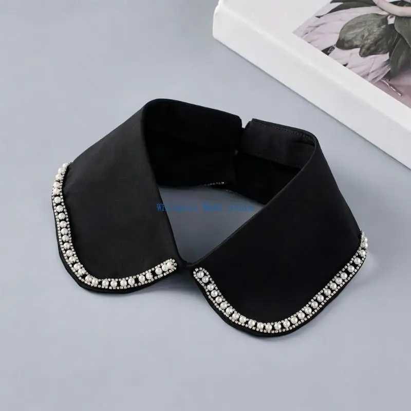 U90E Pearls Beadwork Detachable Collar Faux Collar Neckwear For Women Various Occasion