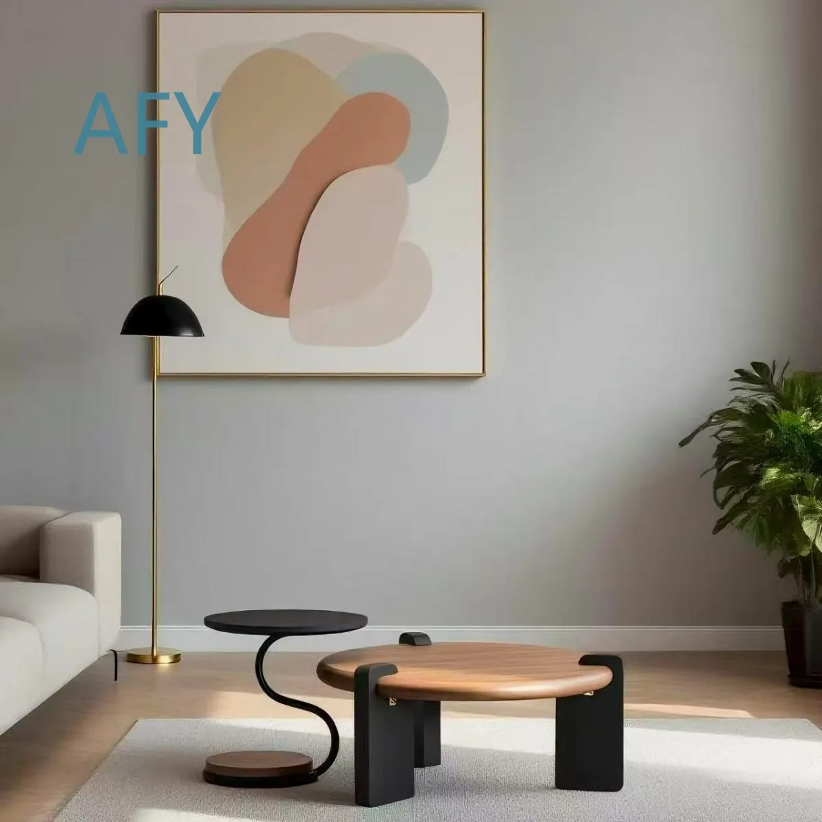 2025 Round French Style Living Room Coffee Table for Modern Minimalist Mid Century Home Decor with Wooden Frame Luxury Design
