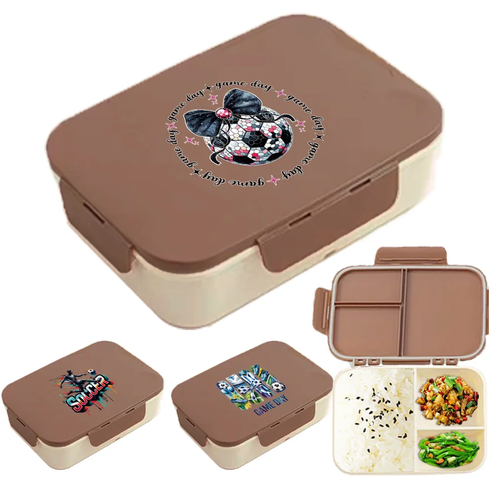 

3 Compartment Flip Lid Bento Box Lunch Container Leakproof Reusable Lightweight 2026 World Pitch for School Gym Fan Gift