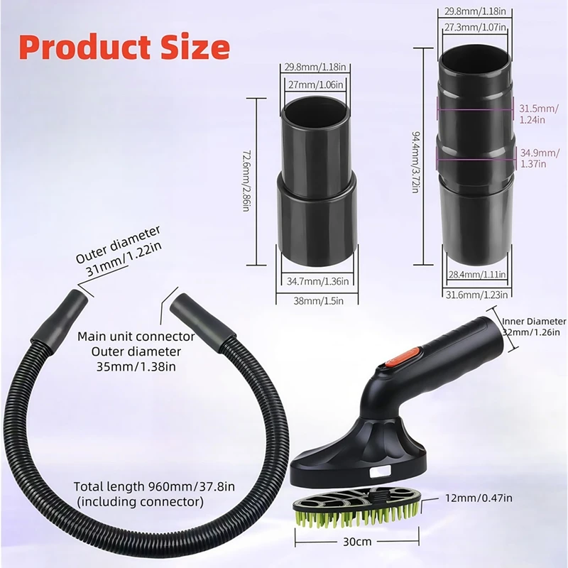 Shedding Brush Vacuum Attachment Kit - Pet Grooming Vacuum Cleaner Tool Pet Massage Tool Hose 32/35mm Adapter