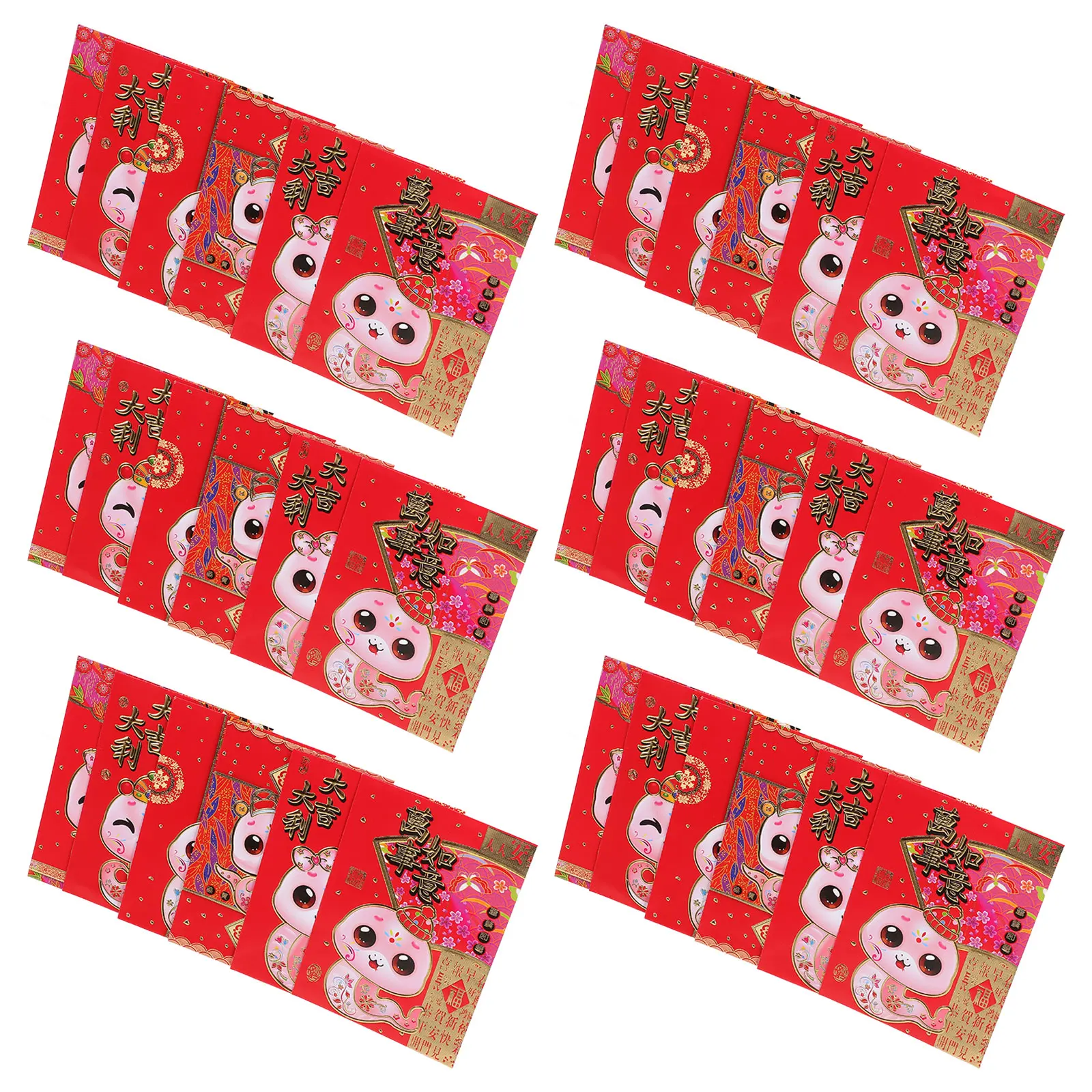 

60 Pcs Cartoon Red Envelope New Year Present Lucky Money Packets Paper Supply Envelopes Data for Chinese Yearenvelope
